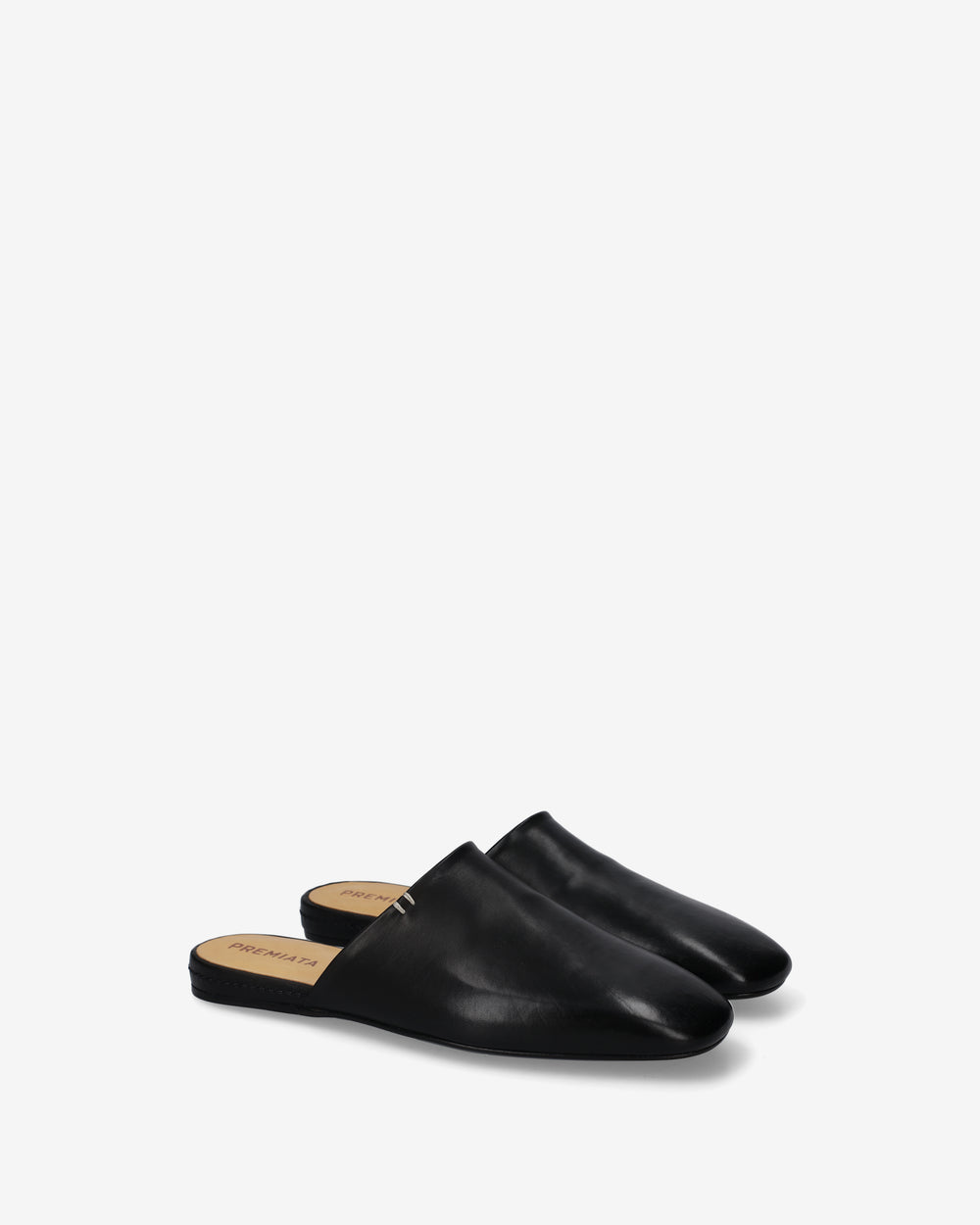 Black Leather Mules