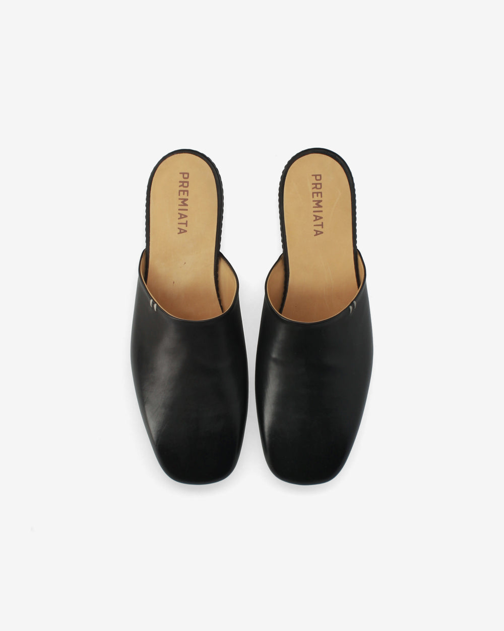 Black Leather Mules