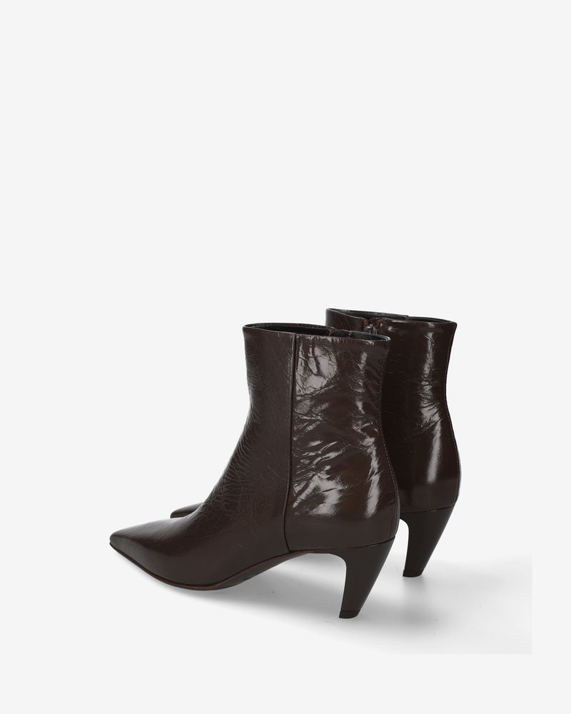 Brown Patent Leather Ankle Boots