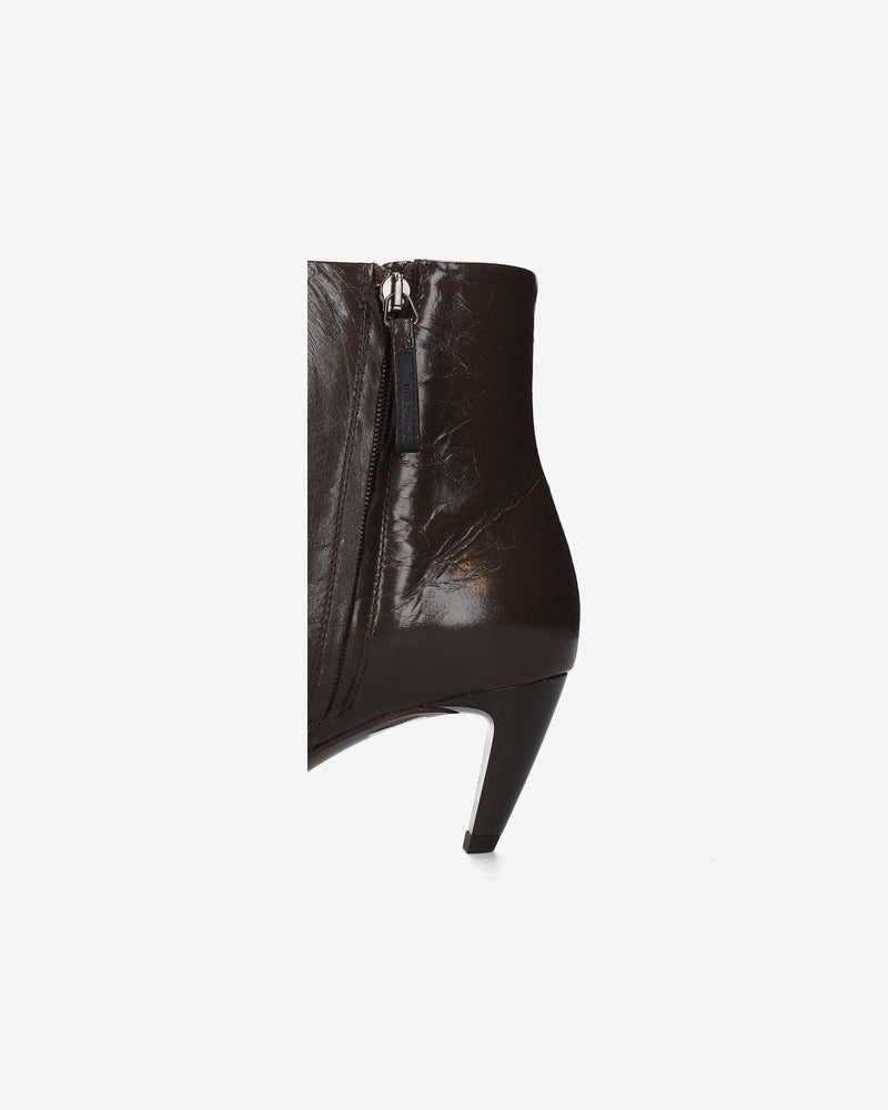 Brown Patent Leather Ankle Boots
