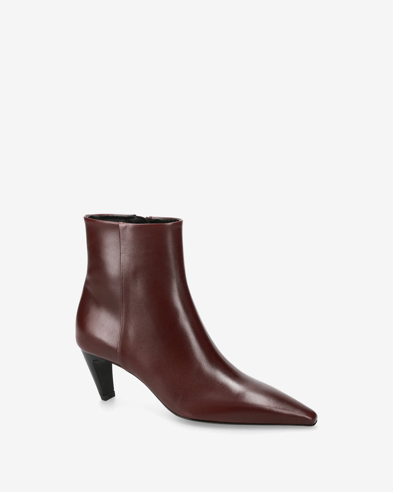 Burgundy leather ankle boots