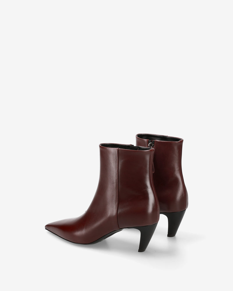 Burgundy leather ankle boots