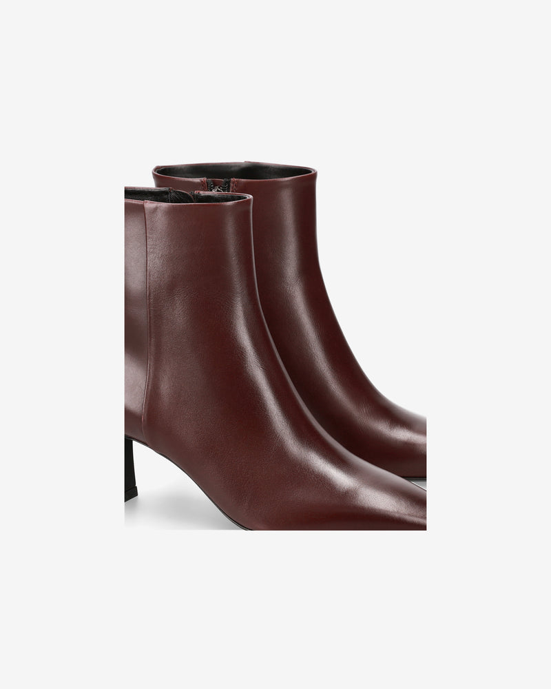 Burgundy leather ankle boots