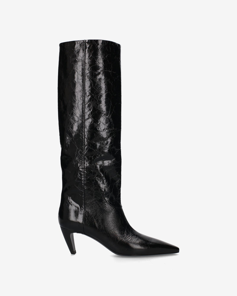 Tex leather boot with a glossy finish