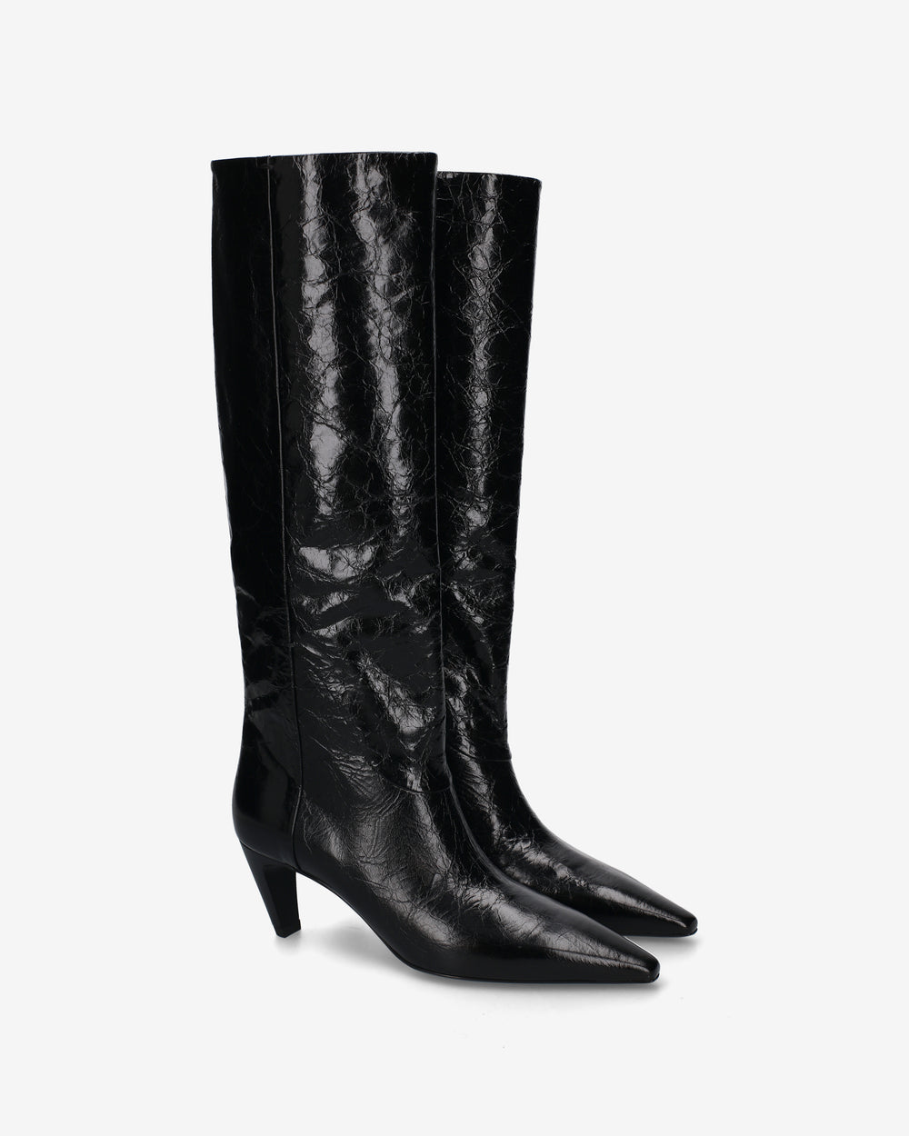 Tex leather boot with a glossy finish