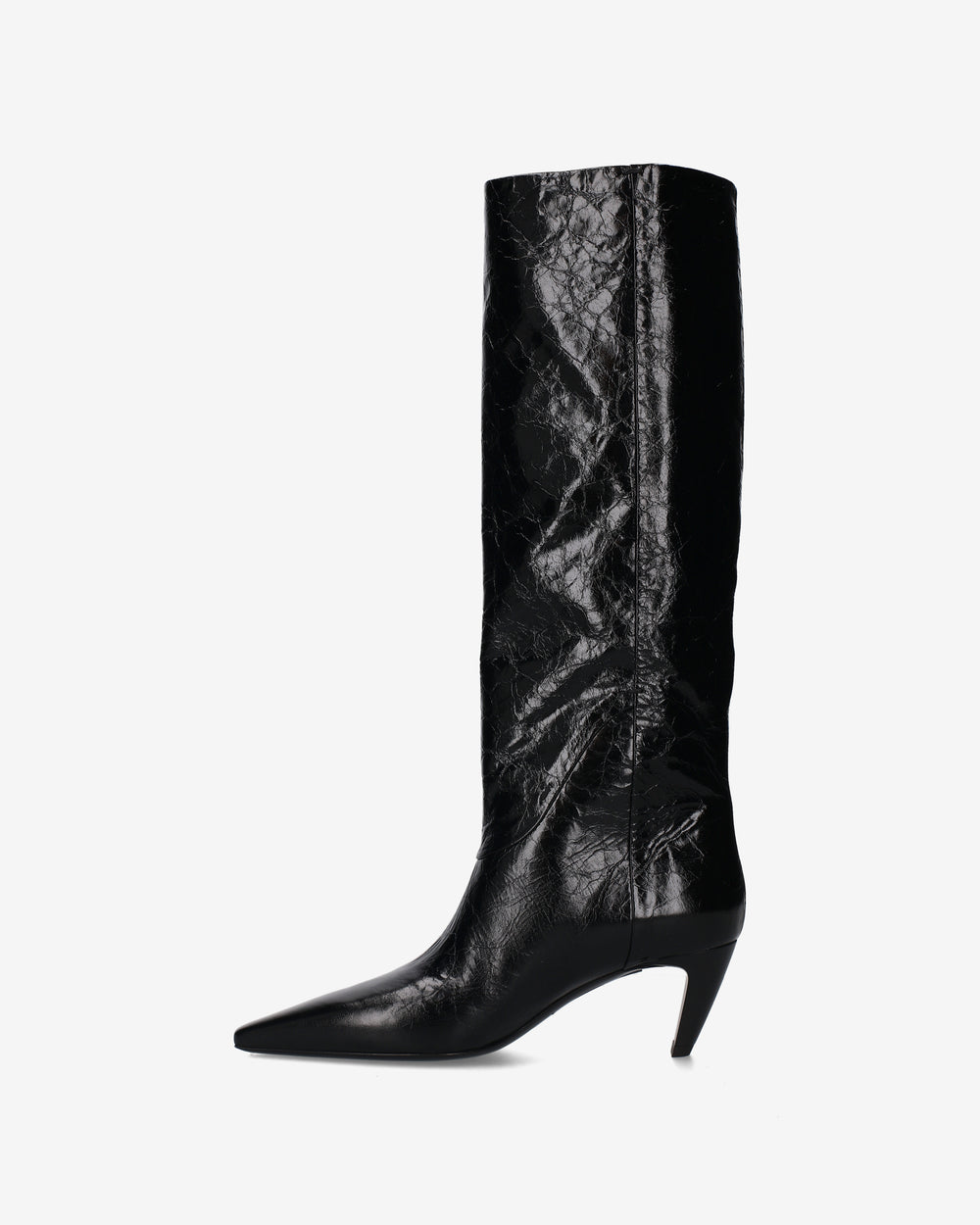 Tex leather boot with a glossy finish