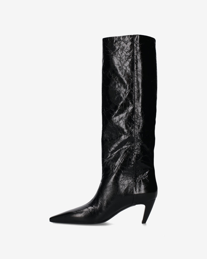 Tex leather boot with a glossy finish