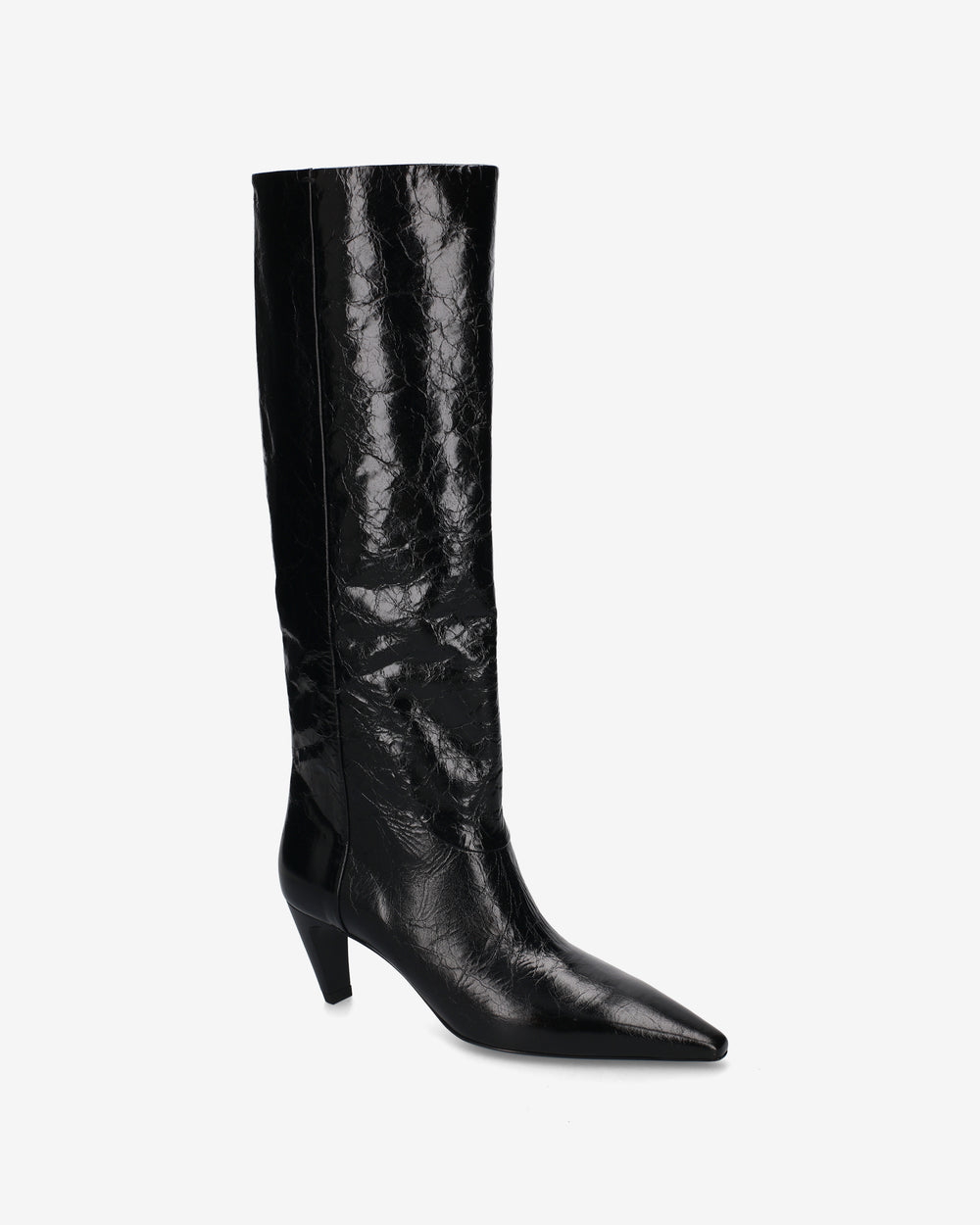 Tex leather boot with a glossy finish