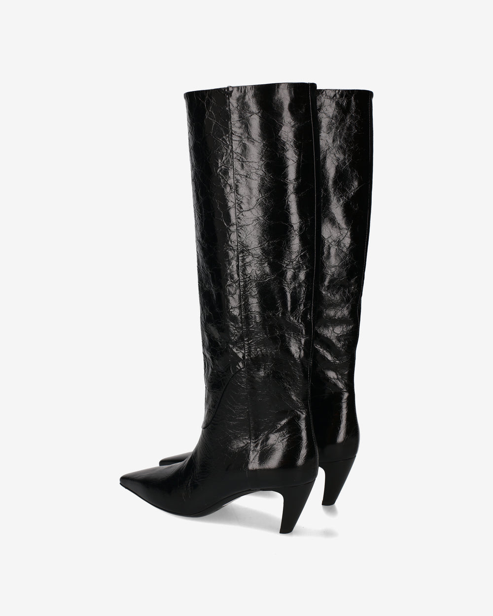 Tex leather boot with a glossy finish