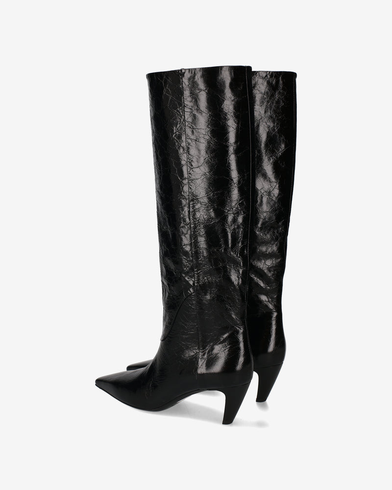 Tex leather boot with a glossy finish