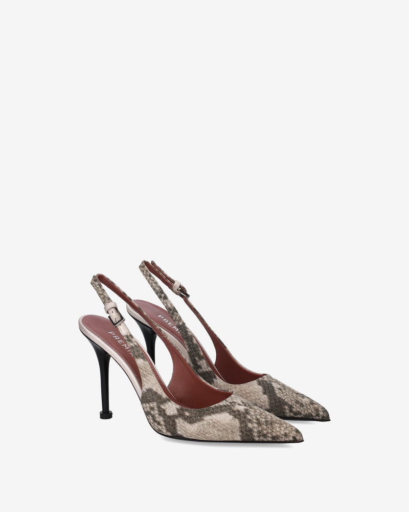 Décolleté slingback in pelle stampa pitone