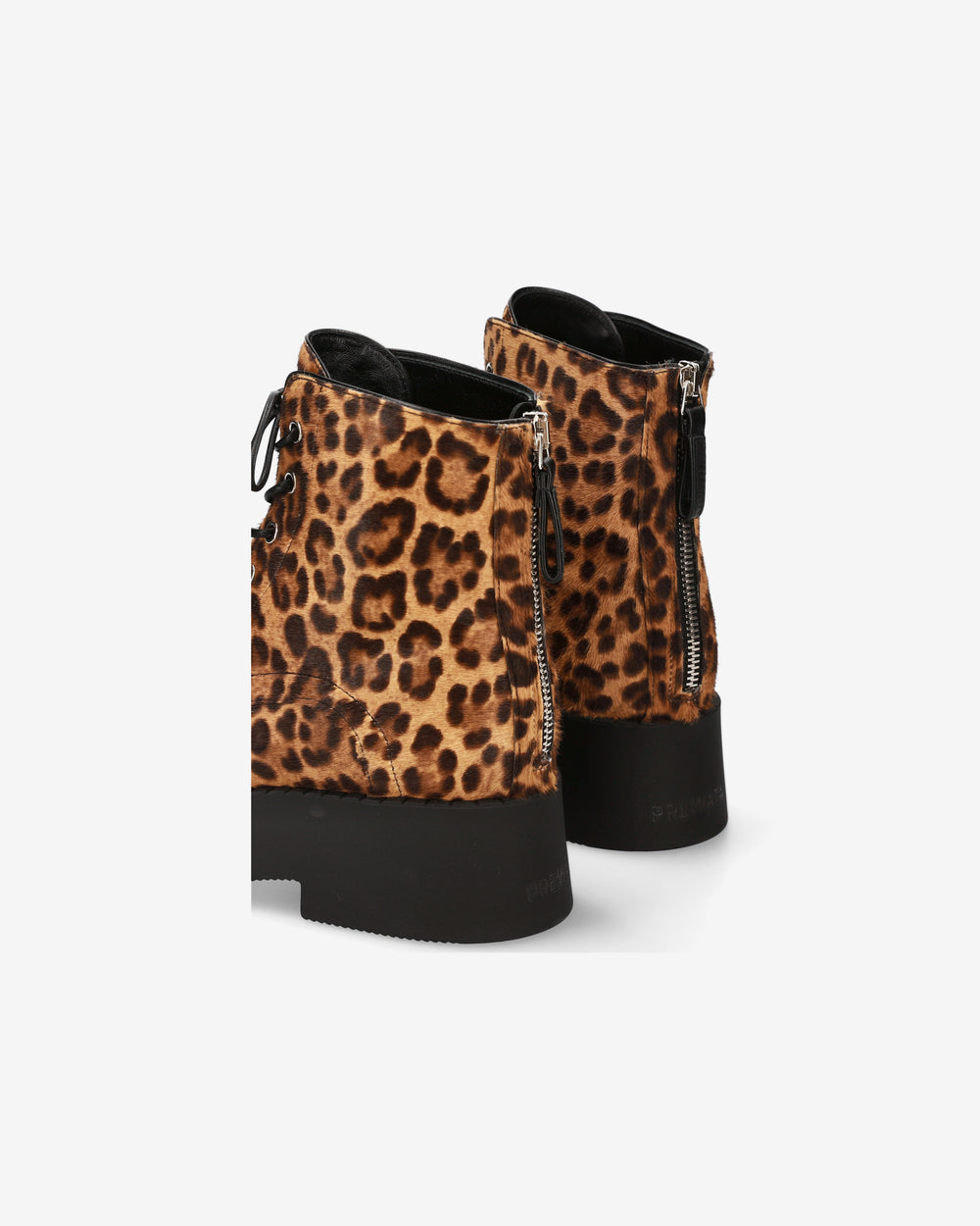 Animal-Print Pony Hair Combat Boots
