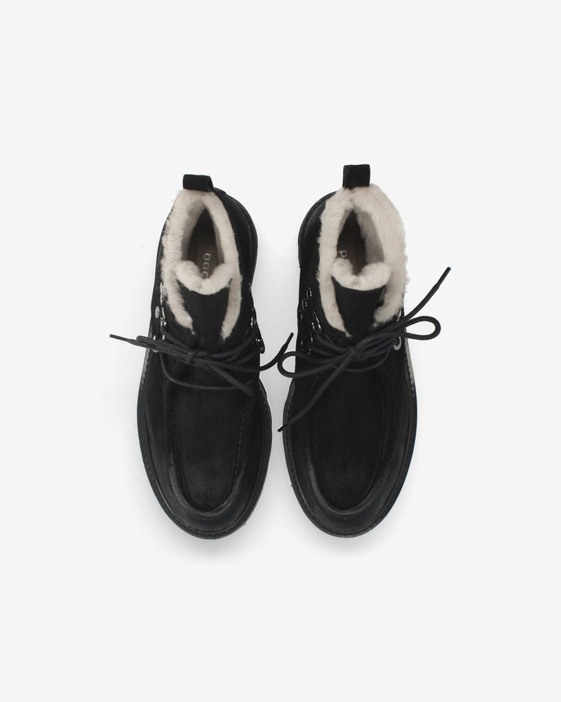 Suede ankle boots with sheepskin lining
