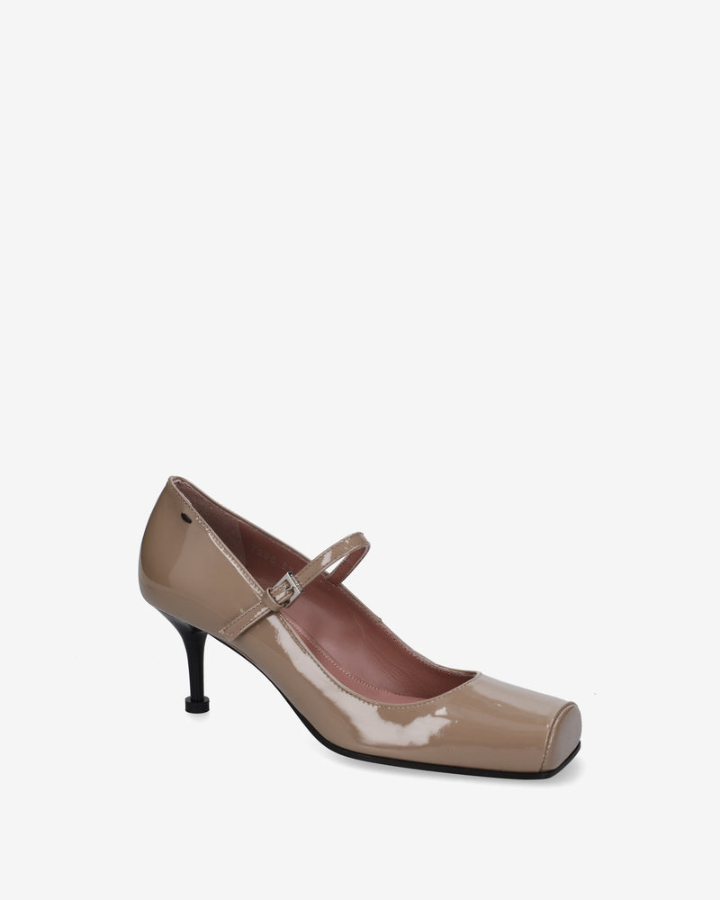 Décolleté Mary Jane Beige in vernice
