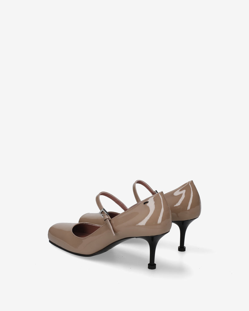 Décolleté Mary Jane Beige in vernice