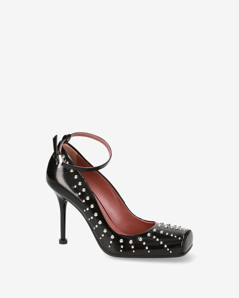 Black Leather Studded Pumps