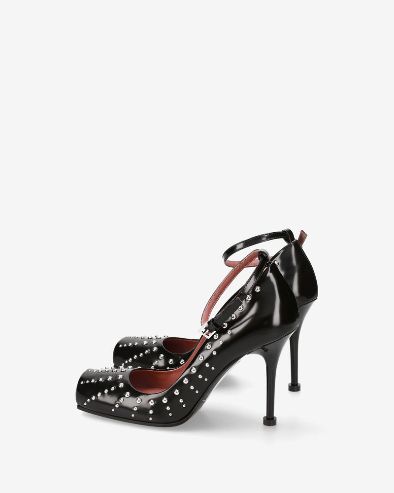 Black Leather Studded Pumps