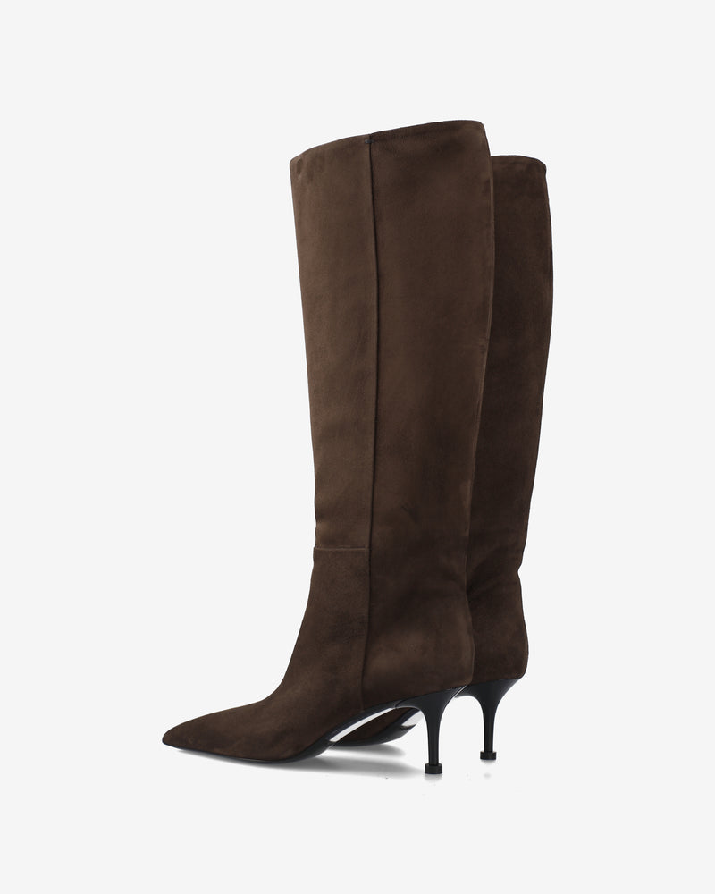 Dark Brown Suede Knee-High Boots