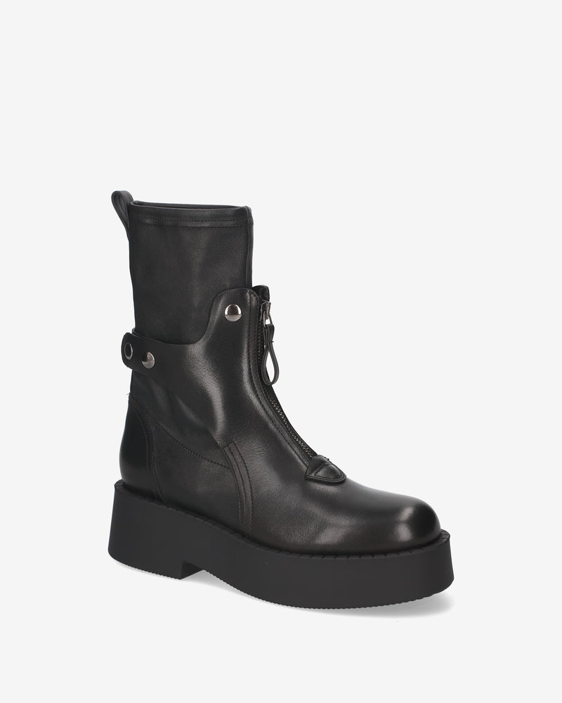 Leather ankle boots with a studded strap