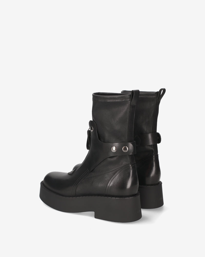 Leather ankle boots with a studded strap