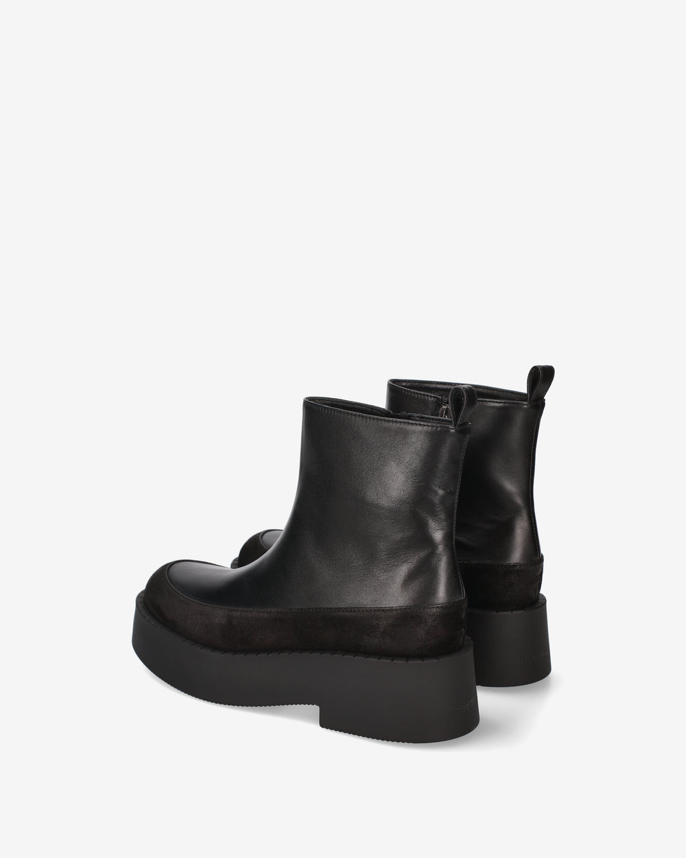 Leather and suede platform ankle boots