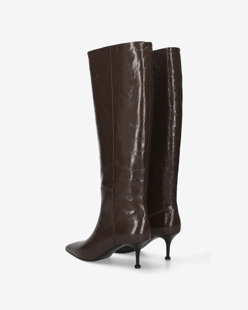 Brown leather boots