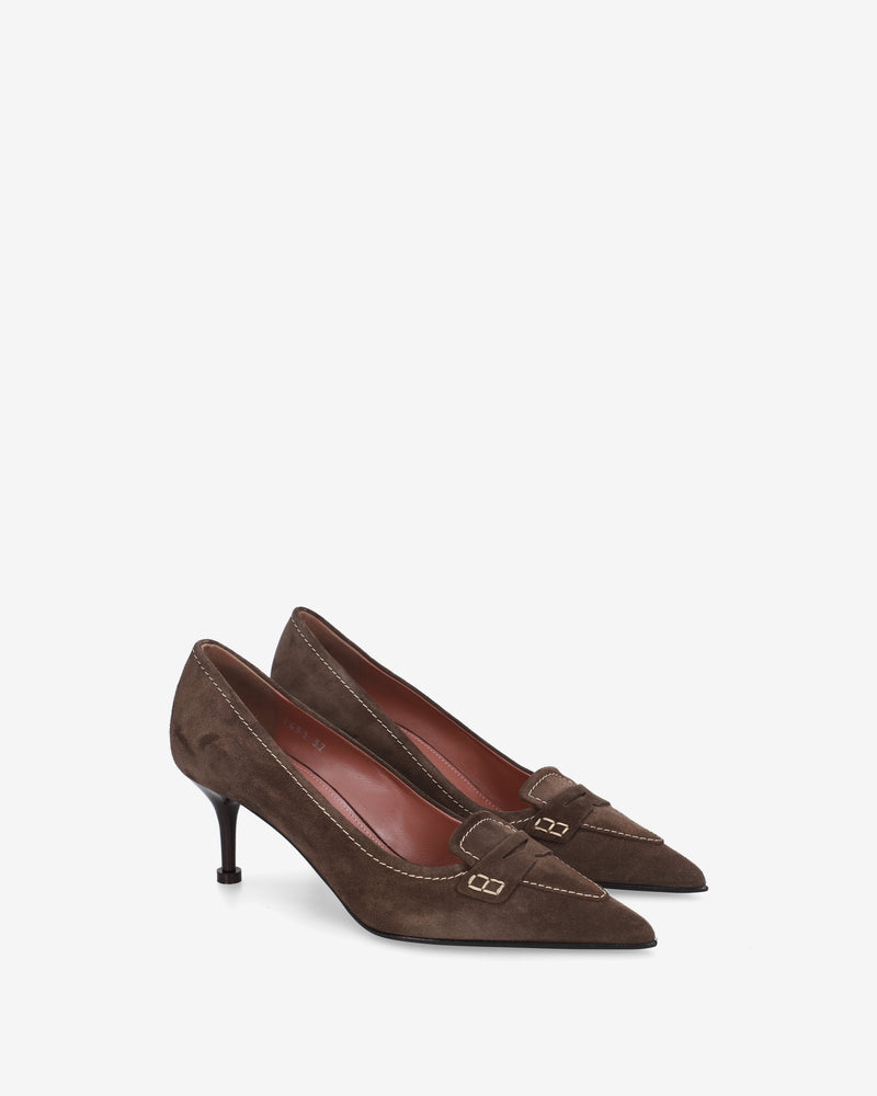 Décolleté in suede marroni