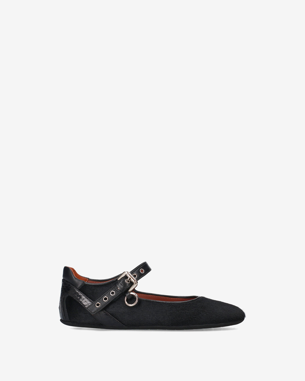Pony-skin Mary Jane flats with a buckle