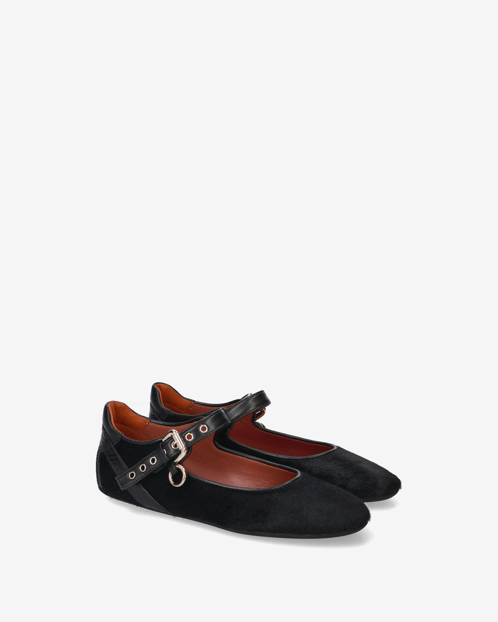 Pony-skin Mary Jane flats with a buckle