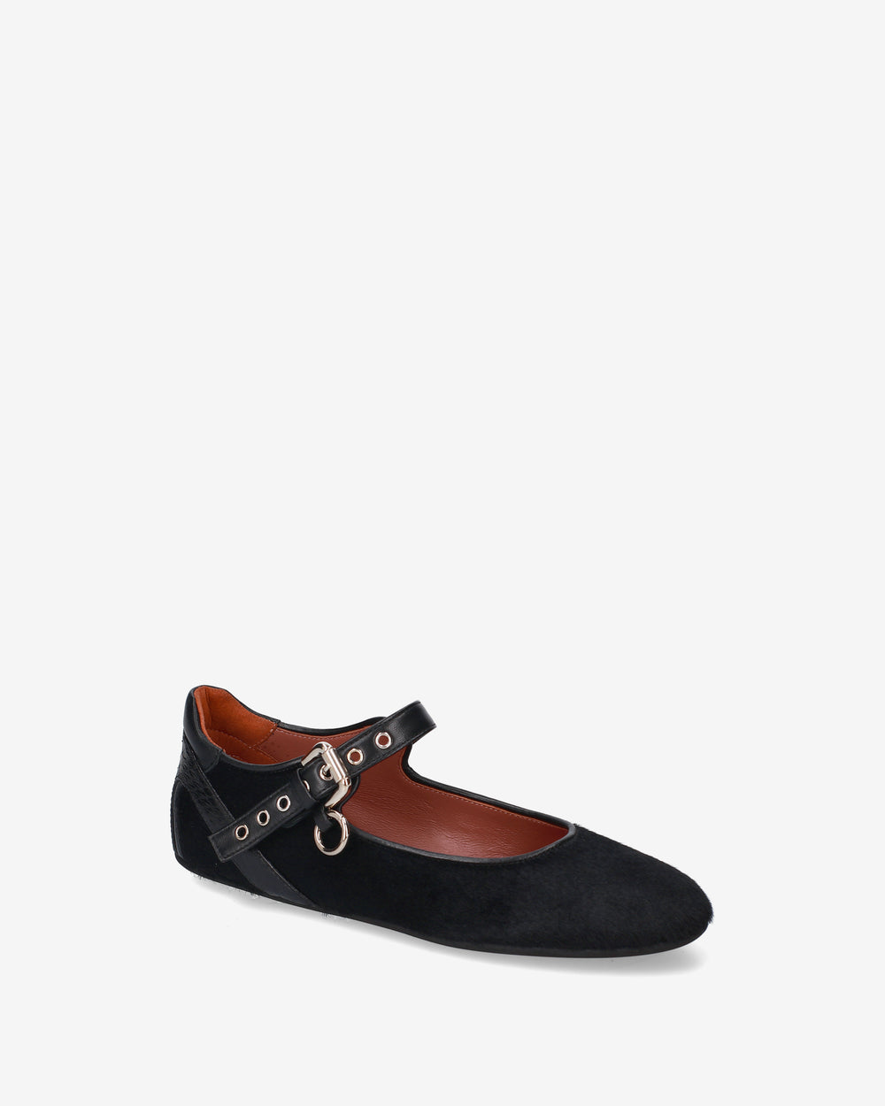 Pony-skin Mary Jane flats with a buckle