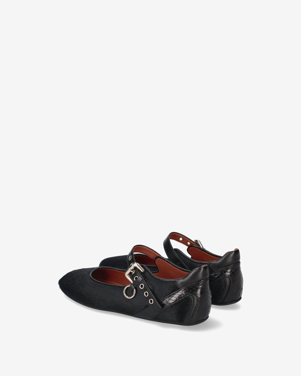 Pony-skin Mary Jane flats with a buckle