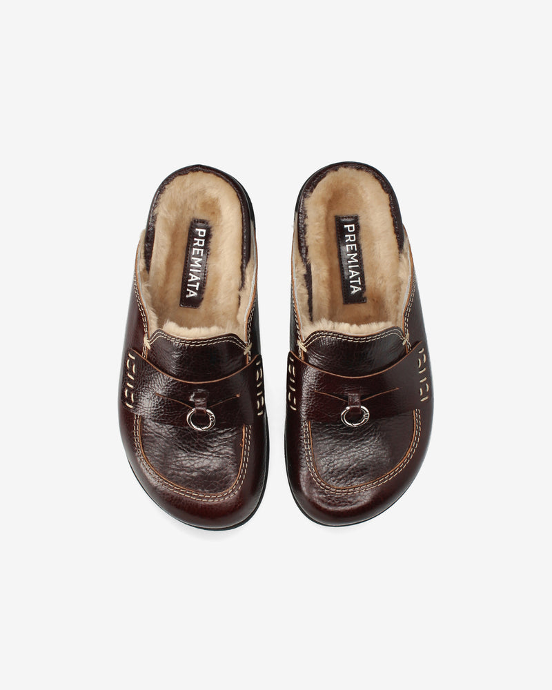 Brown Shearling Mules