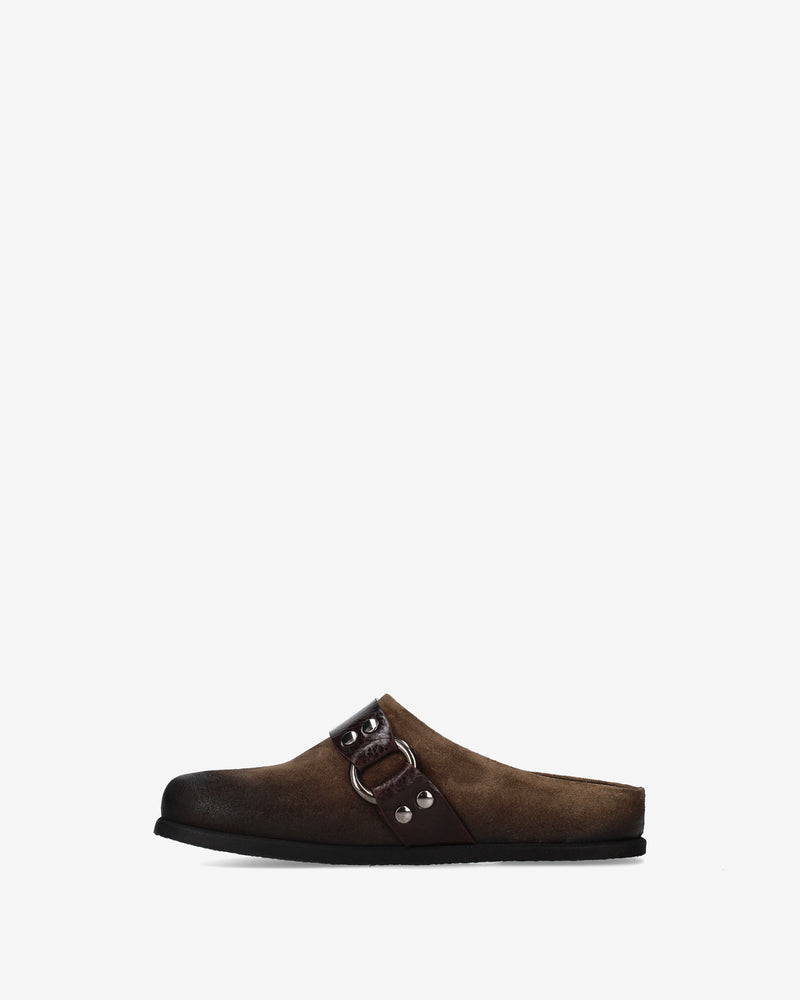 Brushed leather mules