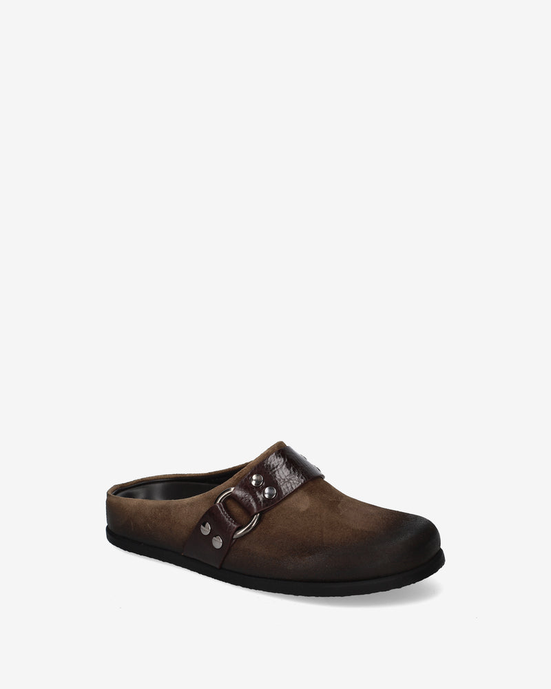 Brushed leather mules