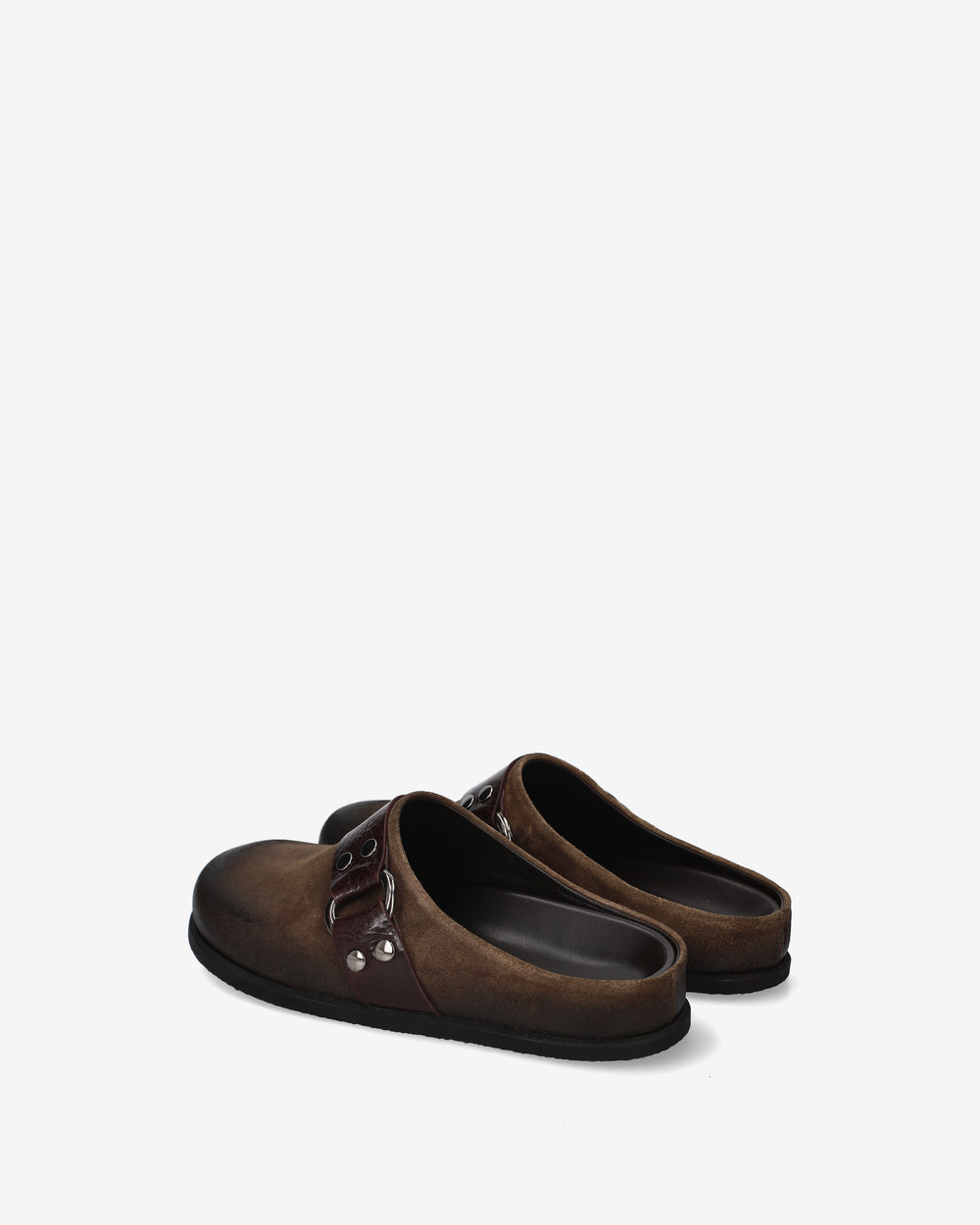 Brushed leather mules