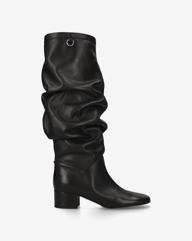 Stivale Drappeggiato in pelle Black