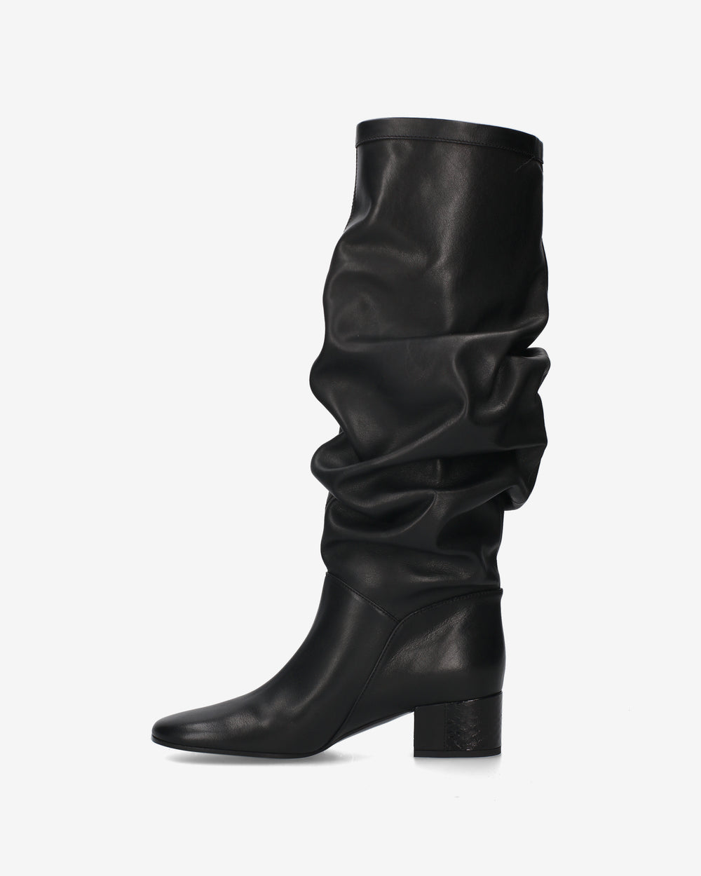Stivale Drappeggiato in pelle Black