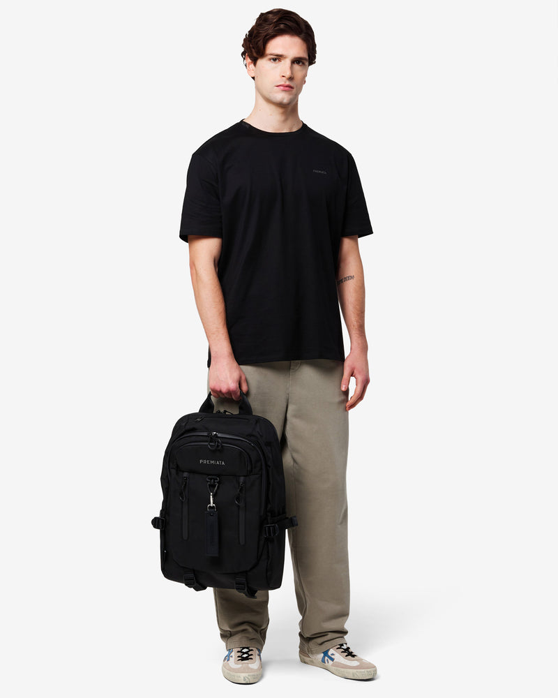 Cotton T-shirt with nylon detail