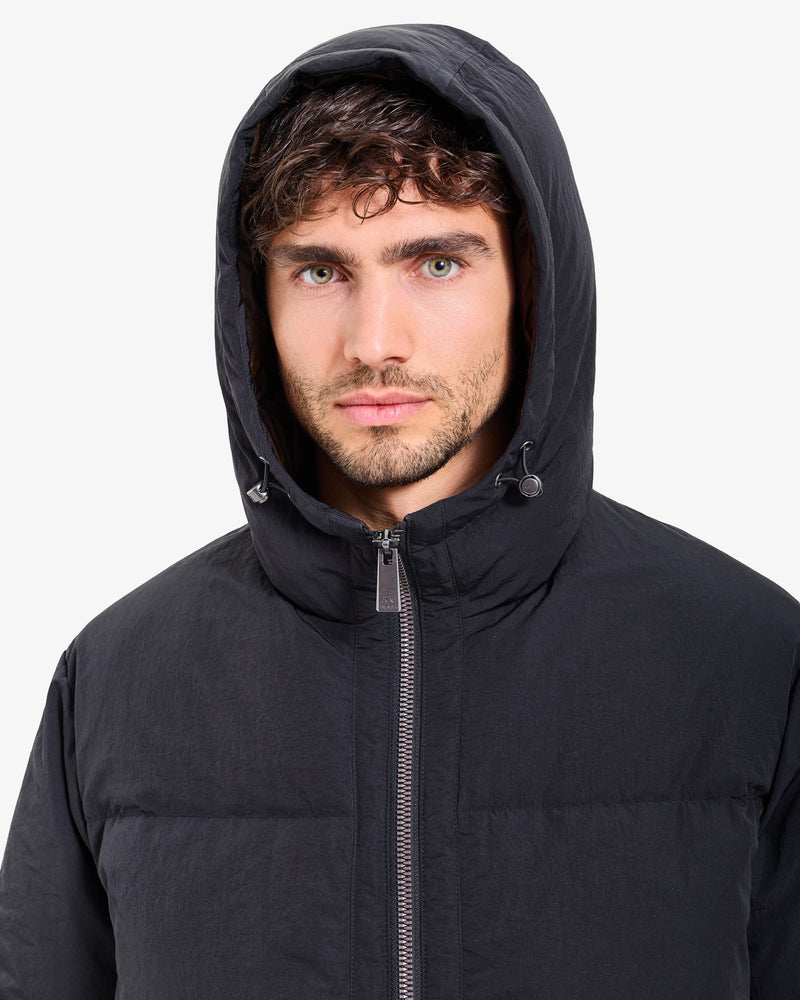 Reversible Hooded Down Jacket - Black