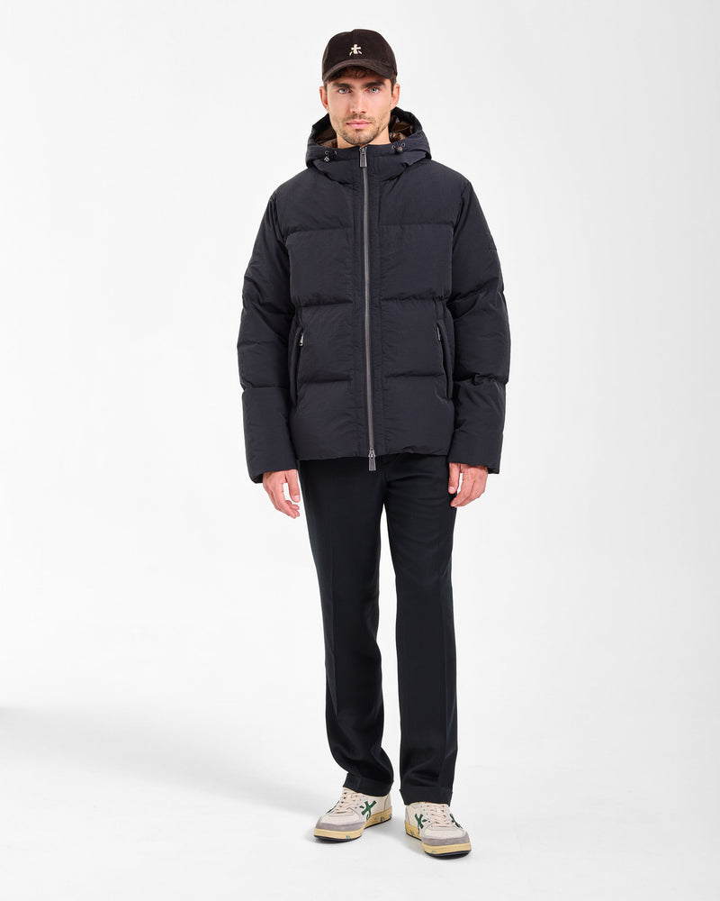 Reversible Hooded Down Jacket - Black