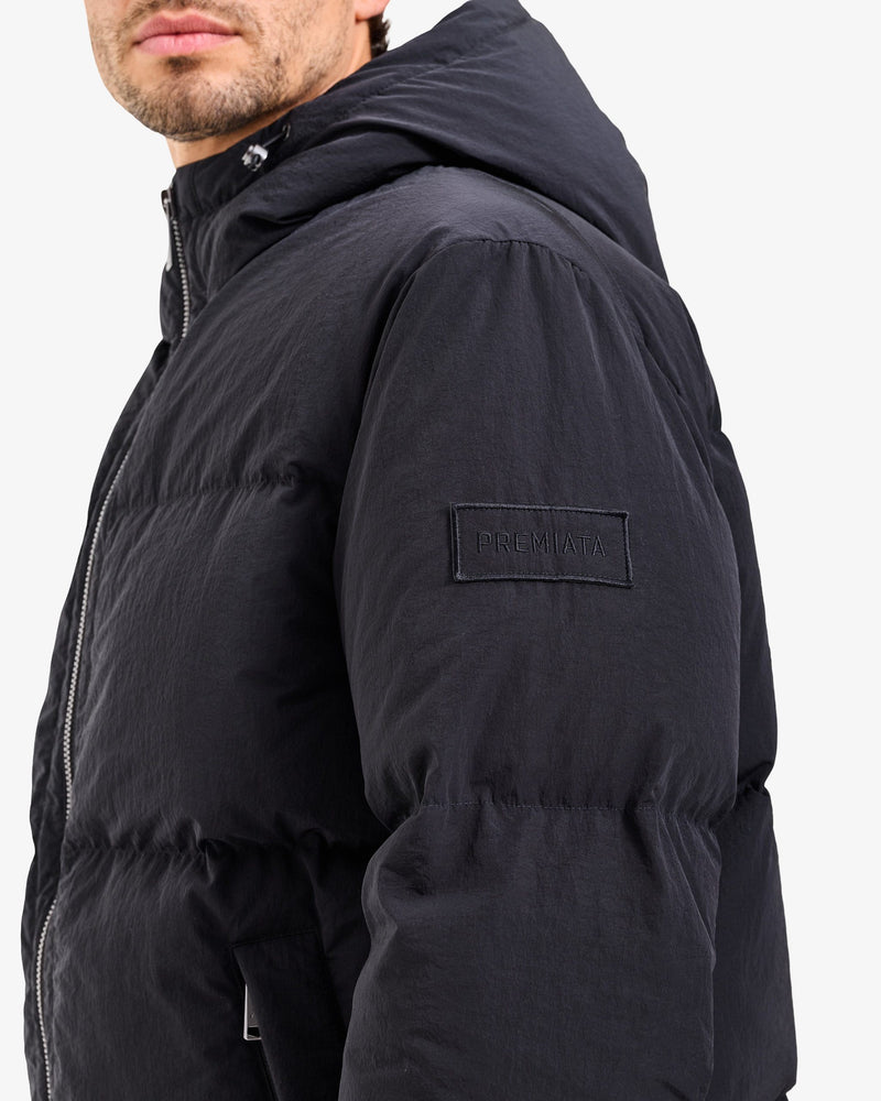 Reversible Hooded Down Jacket - Black