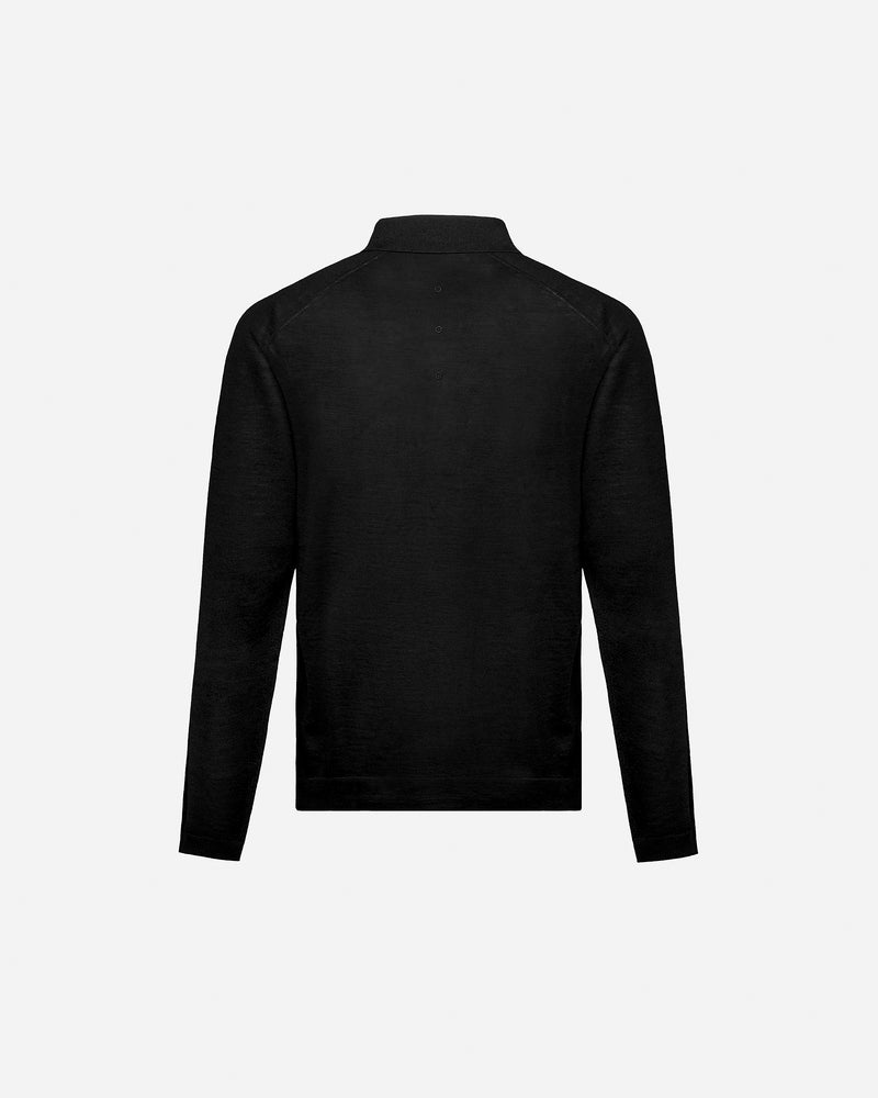 Wool and silk long sleeve polo shirt