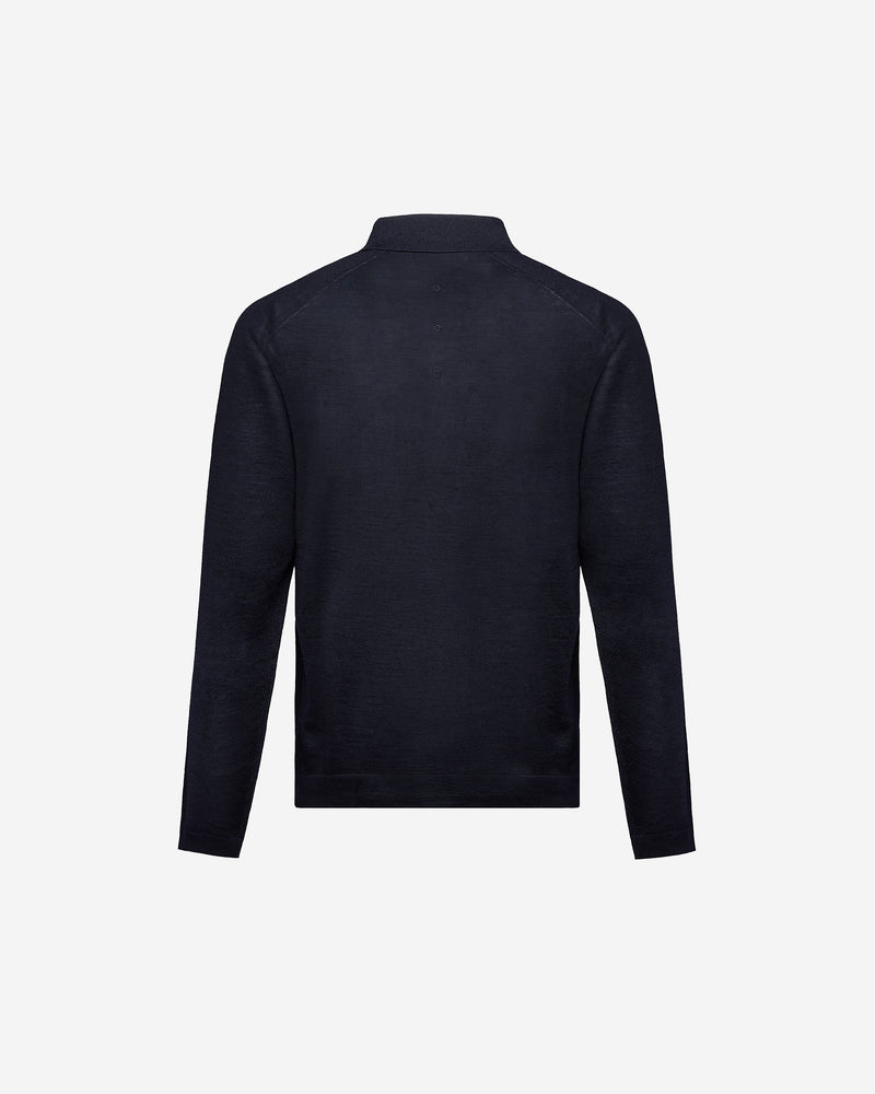 Wool and silk long sleeve polo shirt