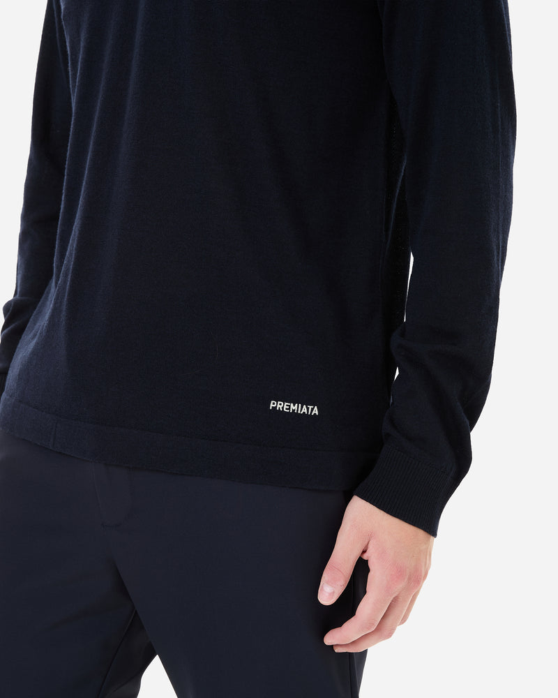 Wool and silk long sleeve polo shirt