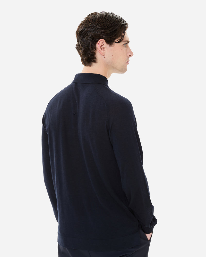 Wool and silk long sleeve polo shirt