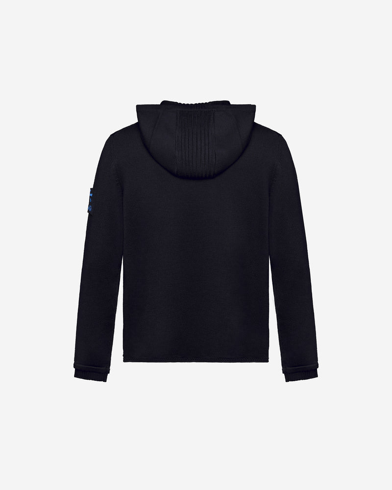 Wool sweater with hood