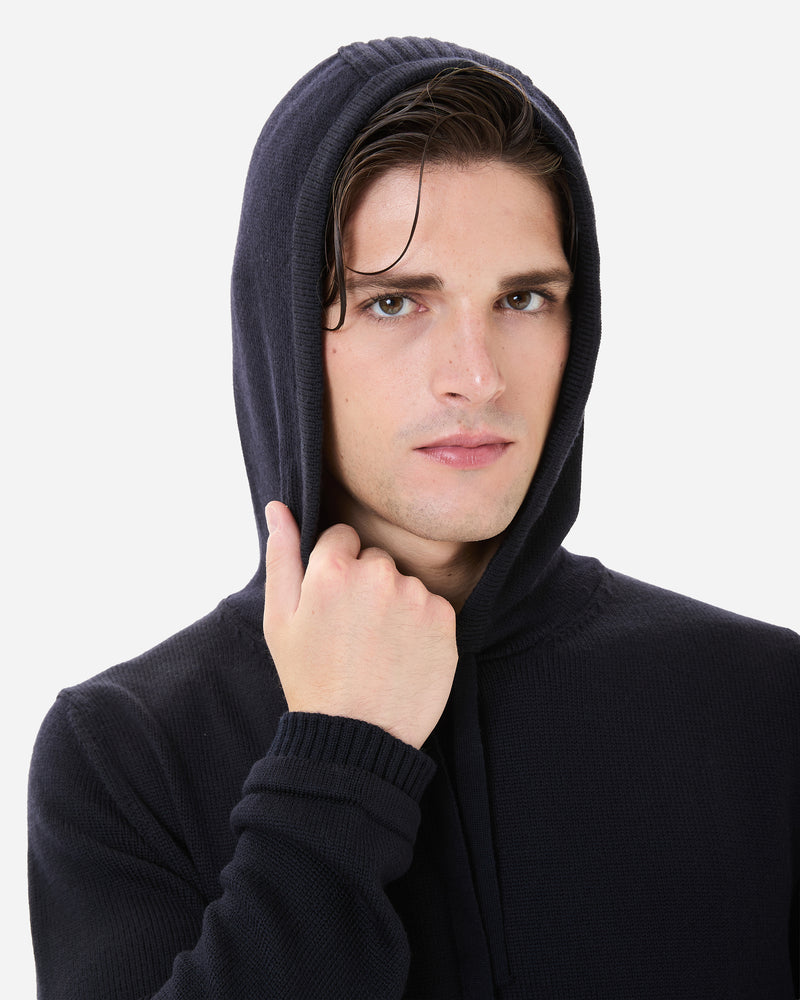 Wool sweater with hood