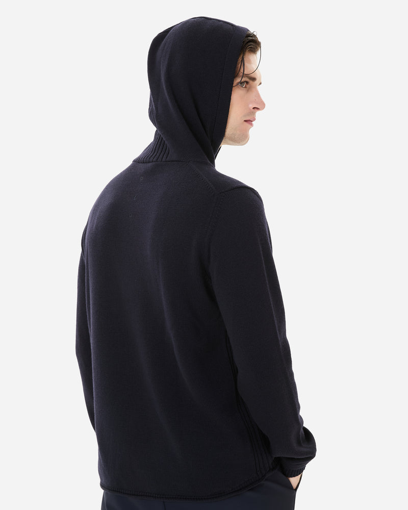 Wool sweater with hood