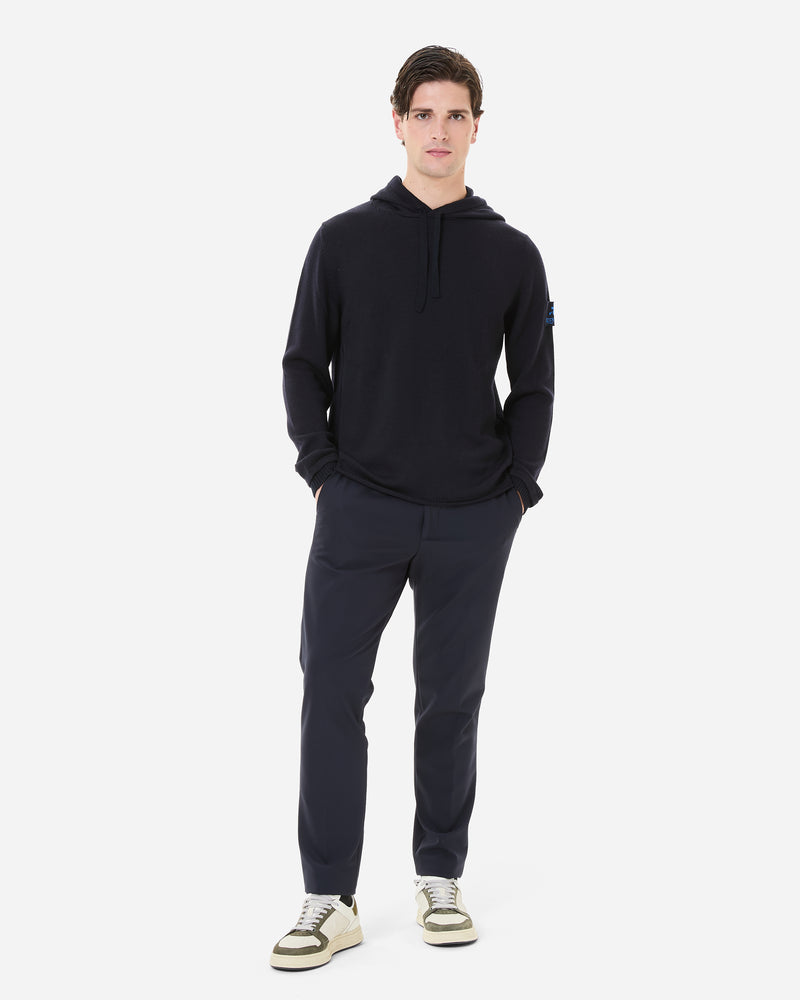 Wool sweater with hood