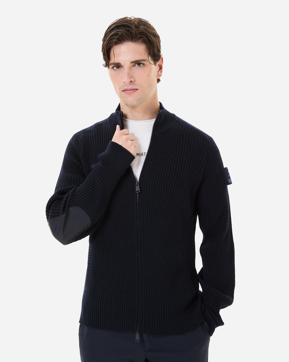 Wool cardigan with zipper